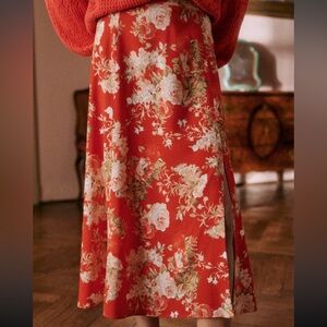 Sezane Floral Red Tabata Skirt